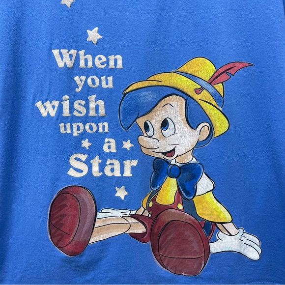 DISNEY STORE Pinocchio 🦗 ⭐️“When you wish upon a star” Blue Tee, Size Large - Picture 2 of 3